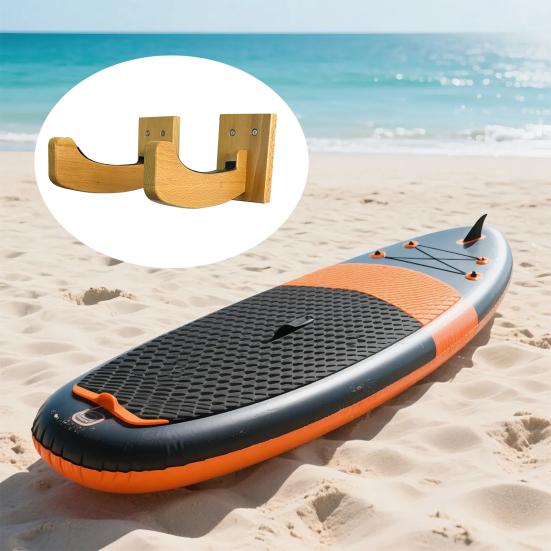 Yousheng 2 Stück Surfbrett Wandhalter Kratzfest Einfache Montage Surfbrett Ausstellungsständer Buche Snowboard Rack Organizer