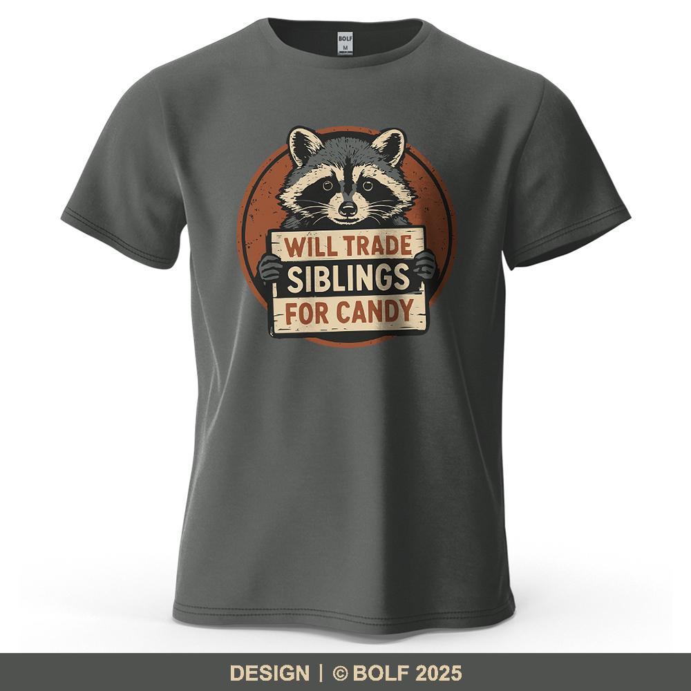 Candy Raccoon Playful Printed Men's T-Shirt Oversized Vintage Graphic Tees for Women Tops Tees Streetwear