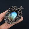 Labradorite Pendant, Handmade Gemstone 999 Copper Wire Wrapped Pendant Antique Jewelry, For Gift Silver Jewelry