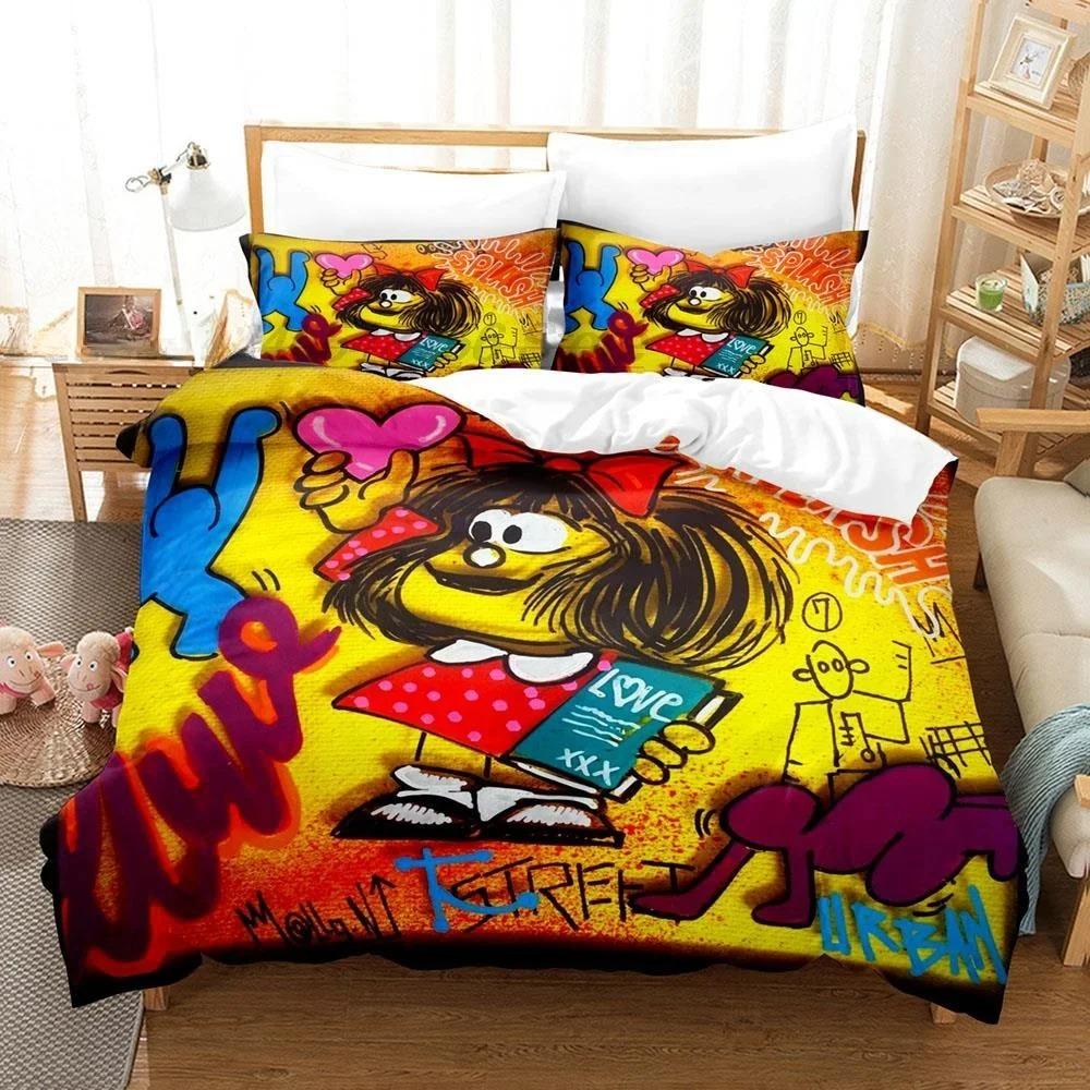 3D Druck Anime Mafalda Bettwäsche Set Einzelbett Twin Full Queen King Size Bettset Erwachsener Kind Schlafzimmer Bettbezug Sets Heimtextilien