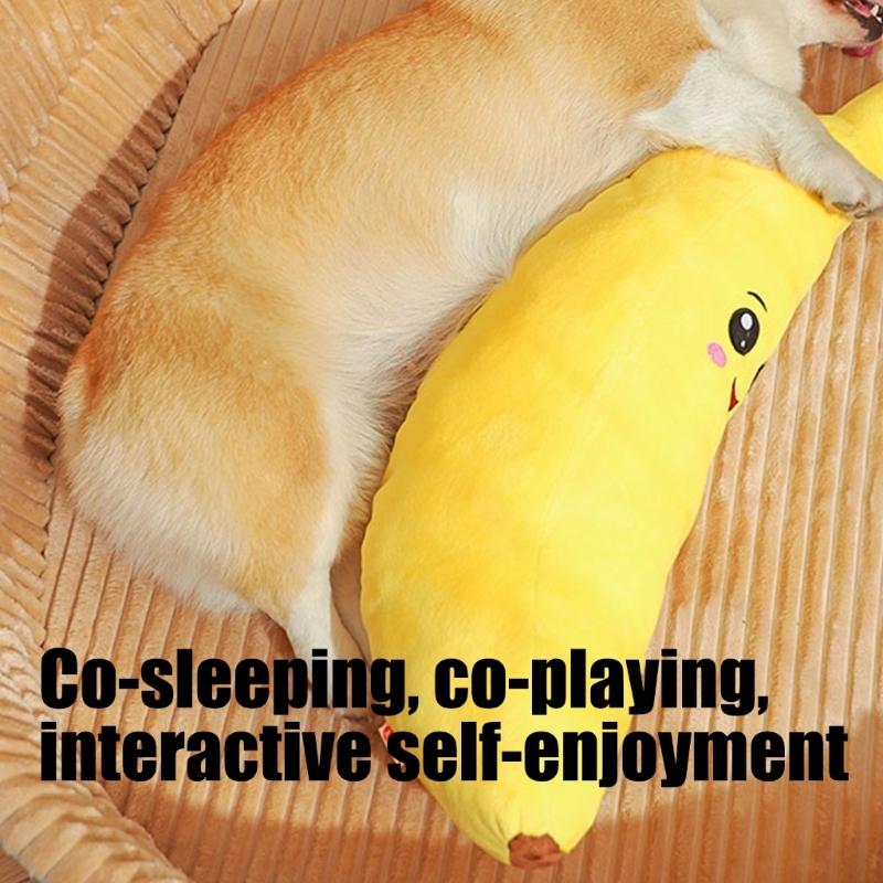 Engaging Noise Producing Banana Fabric Companion Long Banana Safe For Aggressive Chewers