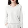 Women's Fashion Long-Sleeved -Colour V-Neck Hooded Knitted Sweater Warm Sweatshirt Knitwear