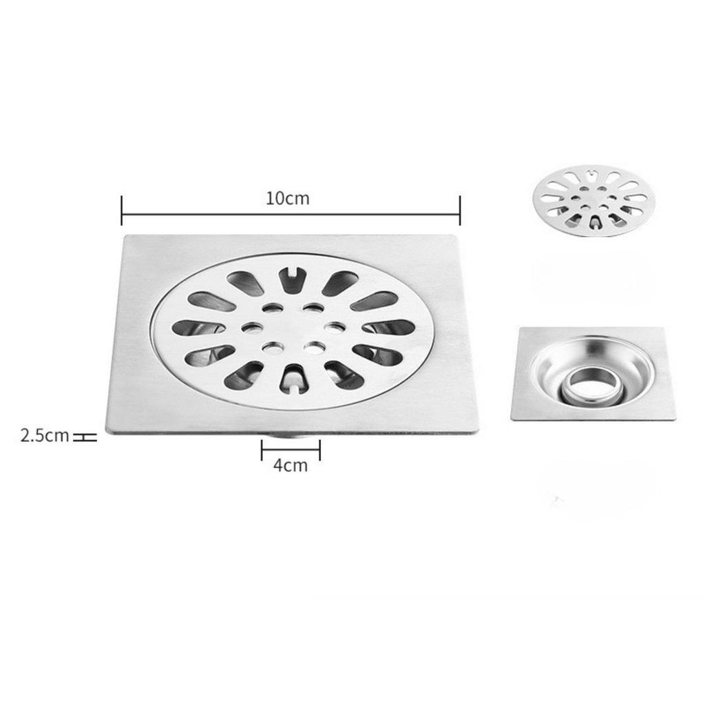 12x12cm Floor Drain Stainless Steel Square Bathroom Waste Gate Shower Drainer Floor Drain