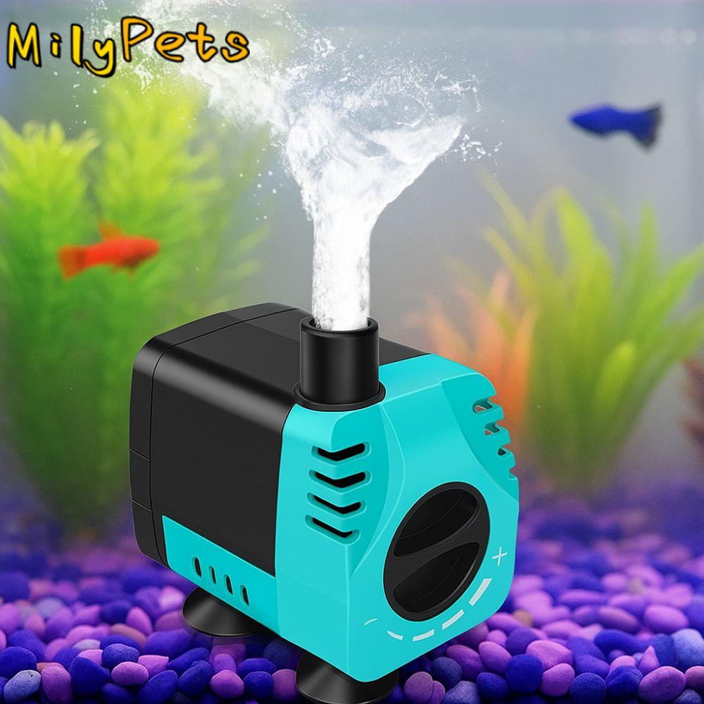 8W Aquarium Tauchpumpe Einstellbarer Durchfluss Aus-bei-Wasser-Stromausfall Fischbecken Wasserpumpe Leise mit Saugnapf