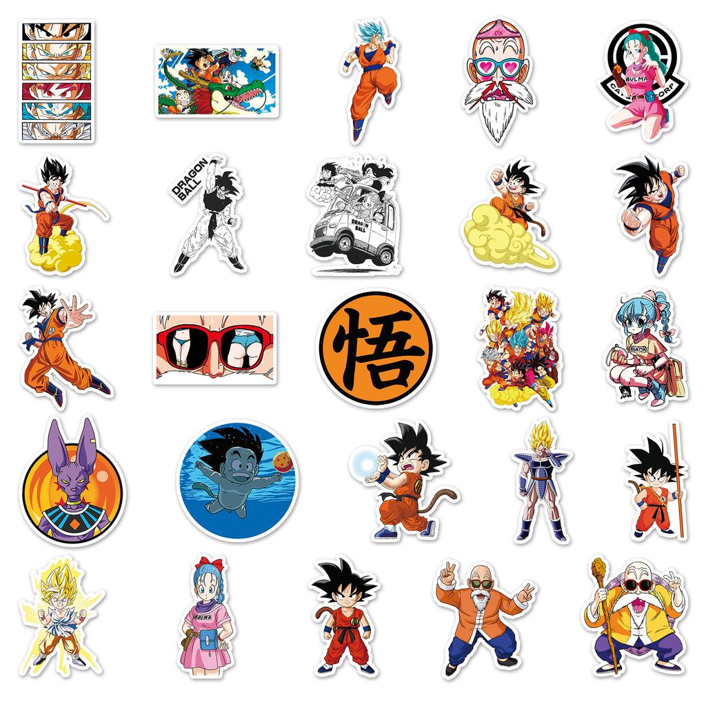 Dragon Ball 50 Pcs Waterproof Cartoon Goku Anime Stickers Decals For Luggage Travel Case Laptop Skateboard Notebook Anime Fans
