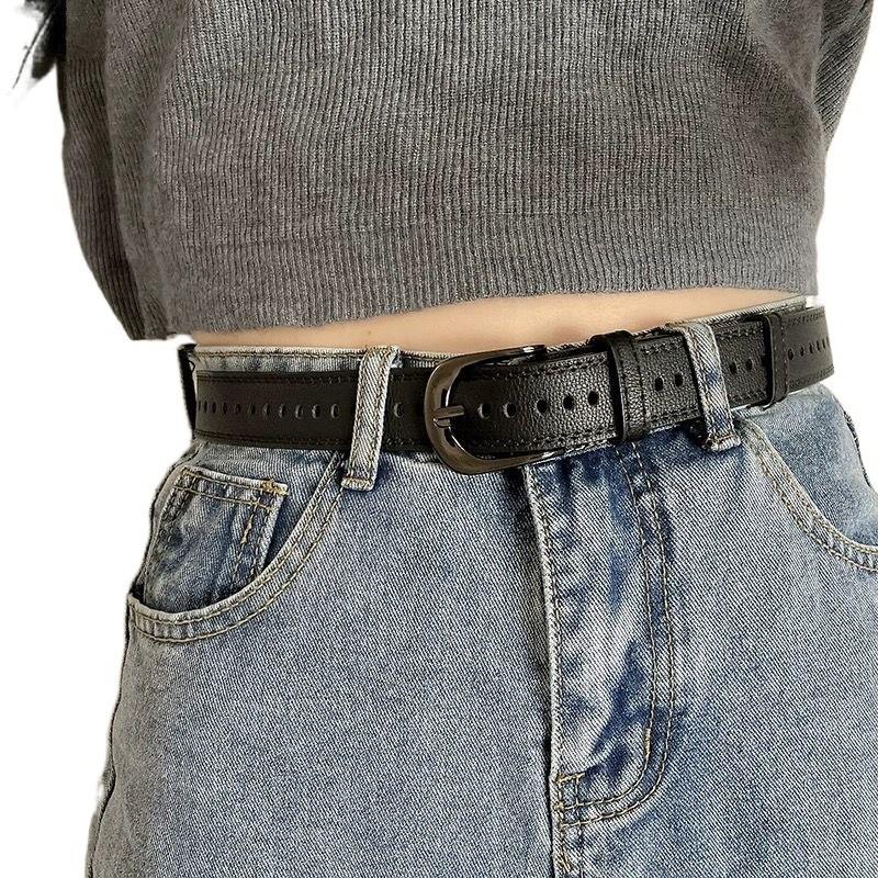 Trendy Black Versatile Pu Belt For Women Great For Casual And Formal Attire