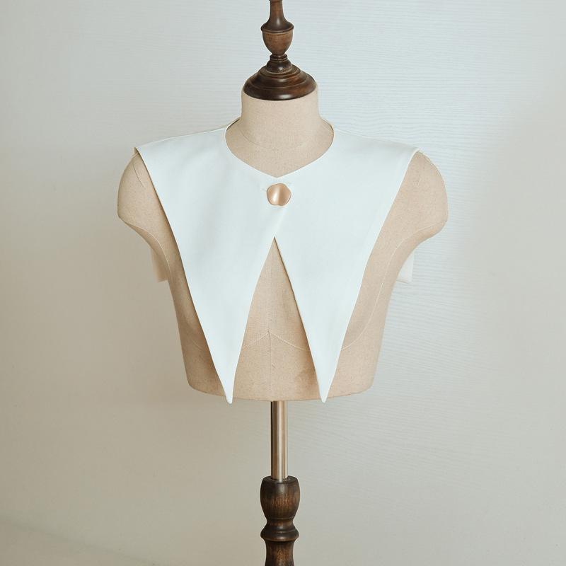 Preppy Navy Collar Sleeveless Button-Up Dickey Shawl