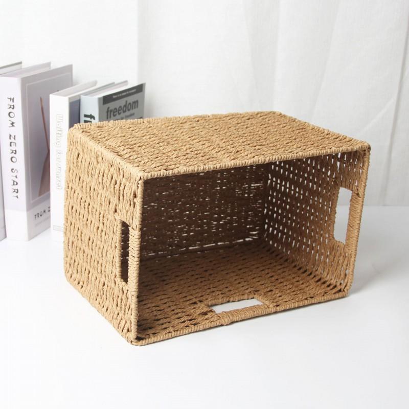 Foldable Wabi-Sabi Style Paper Rope Storage Basket Closet Living Room Bedroom Organizing