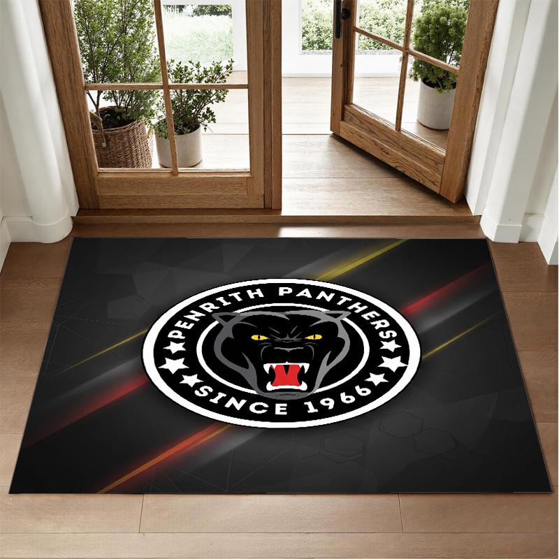 Penrith Panthers Design Crystal Velvet Rug Soft Decorative Mat for Bedroom Entrance