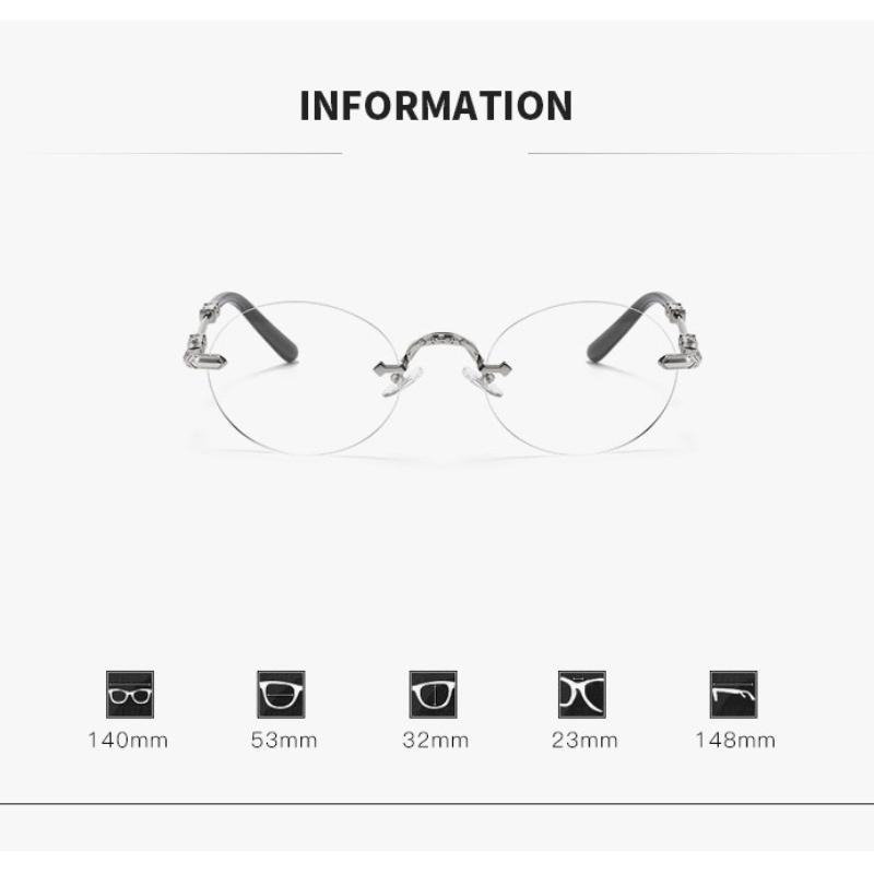 New Frameless Oval Photochromic Myopia Glasses Fashionable and Personalized Border Blue Light Glasses Diopter To -4.0