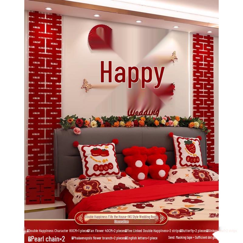 Wedding Room Decoration Set: Complete Bride & Groom's Bedroom and Living Room Decor Supplies.