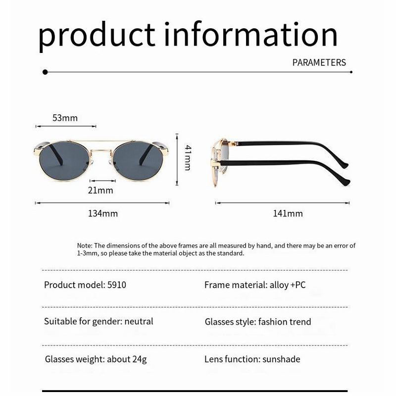 Oval Steampunk Sunglasses For Man Woman Retro Sun Glasses Male Female Brand Designer Metal Frame Eyewear De Sol Mujer UV400