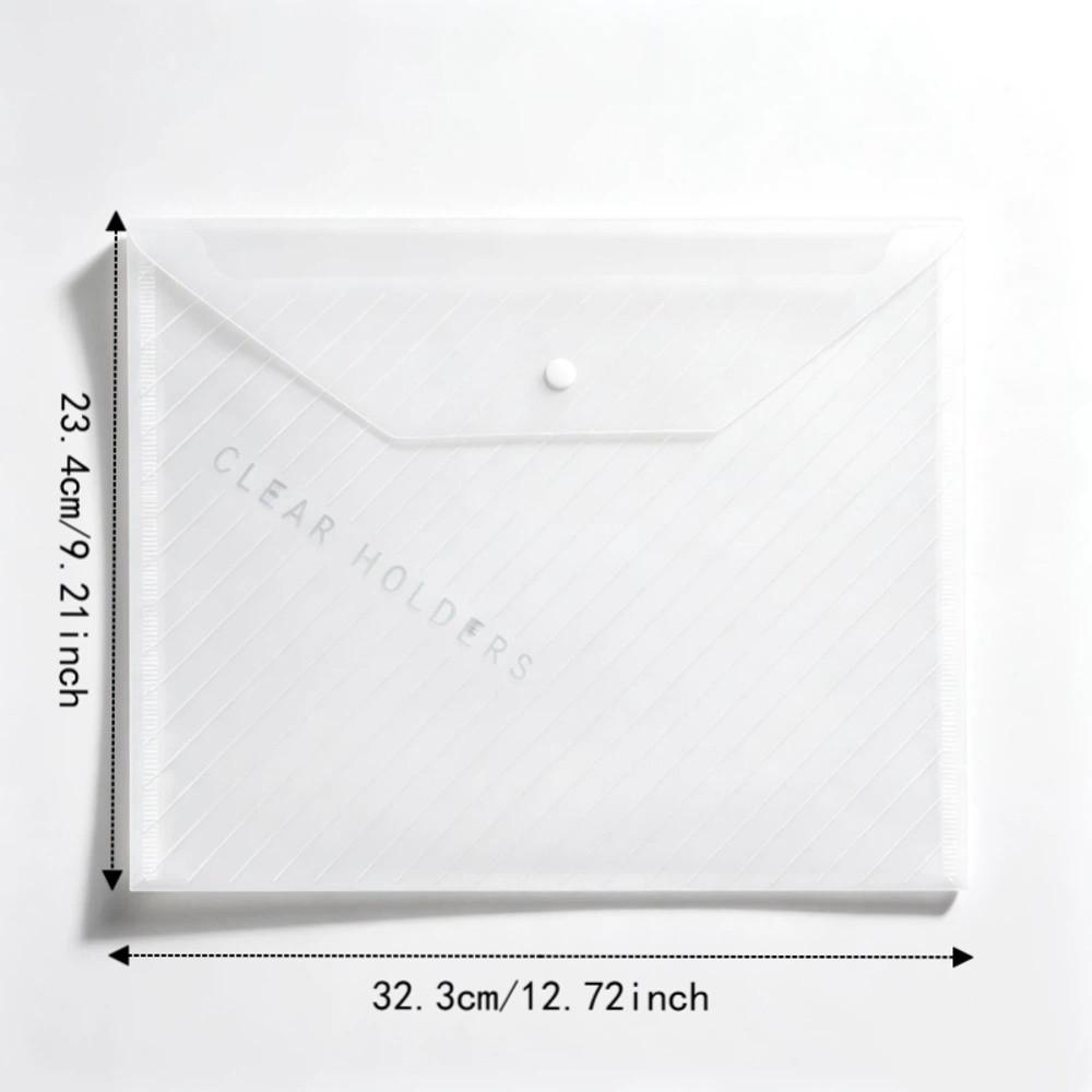 20 pcs Clear Plastic Snap Button File Folders Multi Color Exam Paper Storage Bag Student