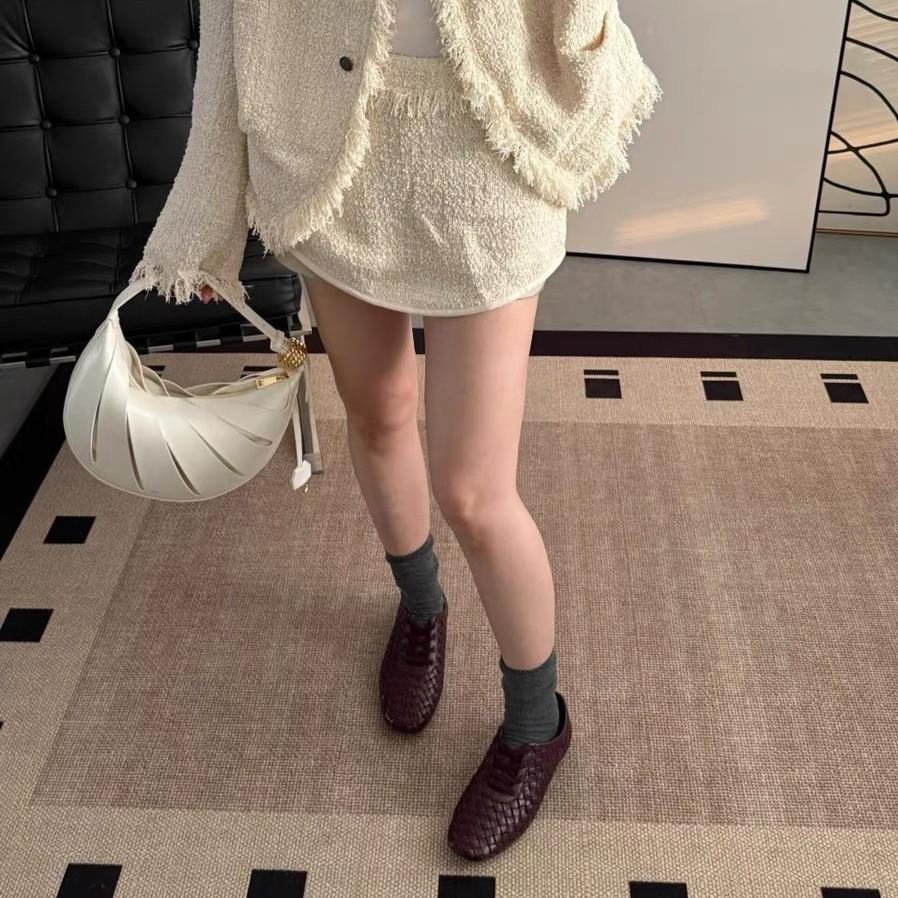 Summer New Retro Hand-woven Square Head Flat Bottom Single Shoes Women's Leather Lace-up