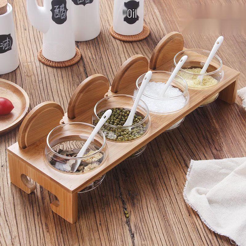 Japanese Style Glass Condiment Jar Set
