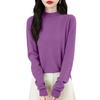 Women's Fashion Flat-Knit Half-Turtleneck Pullover Sweater Solid Color Long-Sleeve Top