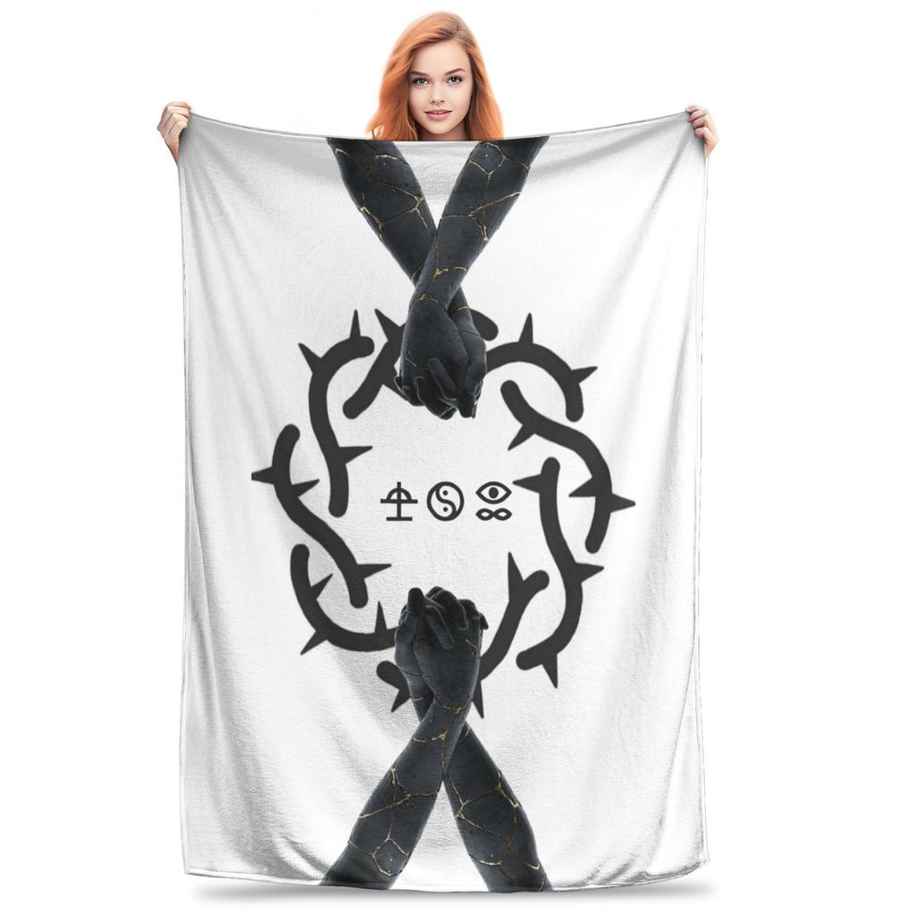 Bad Omens Logo Metalcore Merchandise Black Metal Blanket Flannel Sofa Throw Blanket for Couch Bedding Travel Throws Bedspread