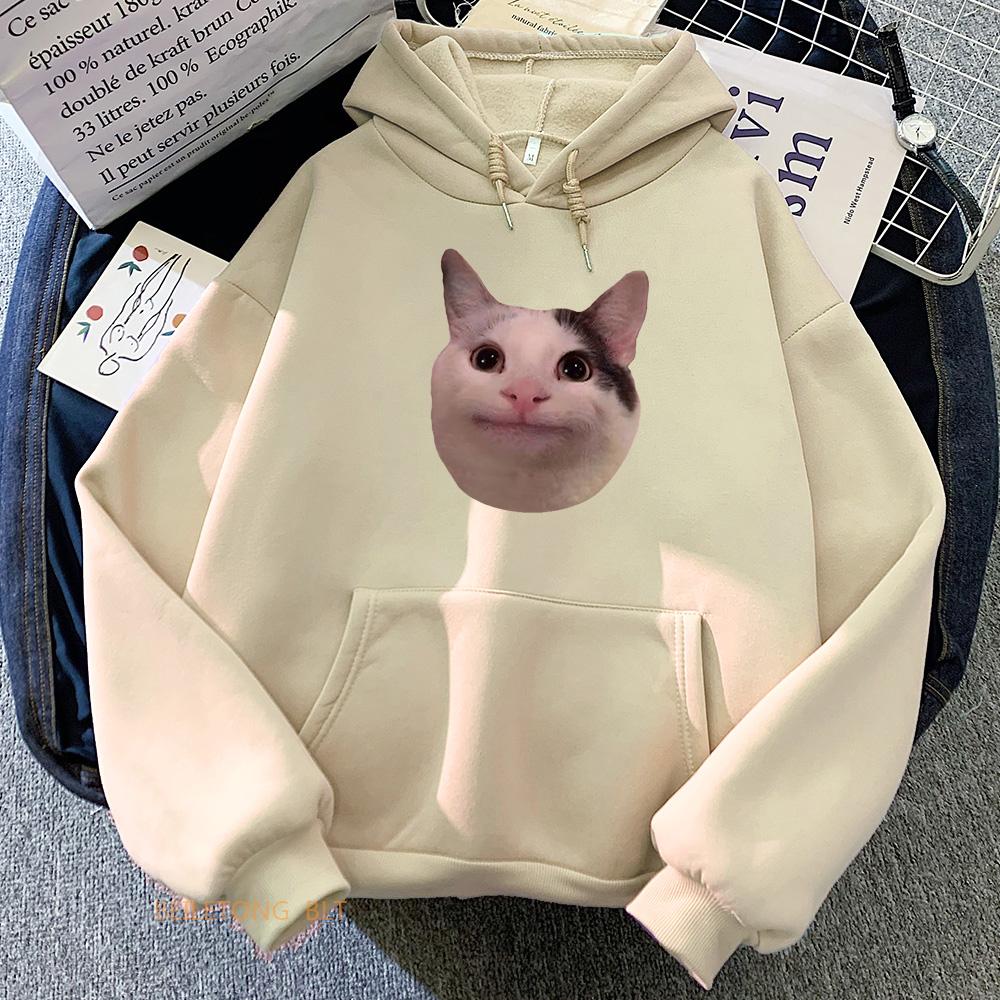 Meme Cats Hoodies Casual Kawaii Graphic Printing Sweatshirts Women/men Comfortable Fleece Soft Sudaderas Long Sleeve Girl Hoodie