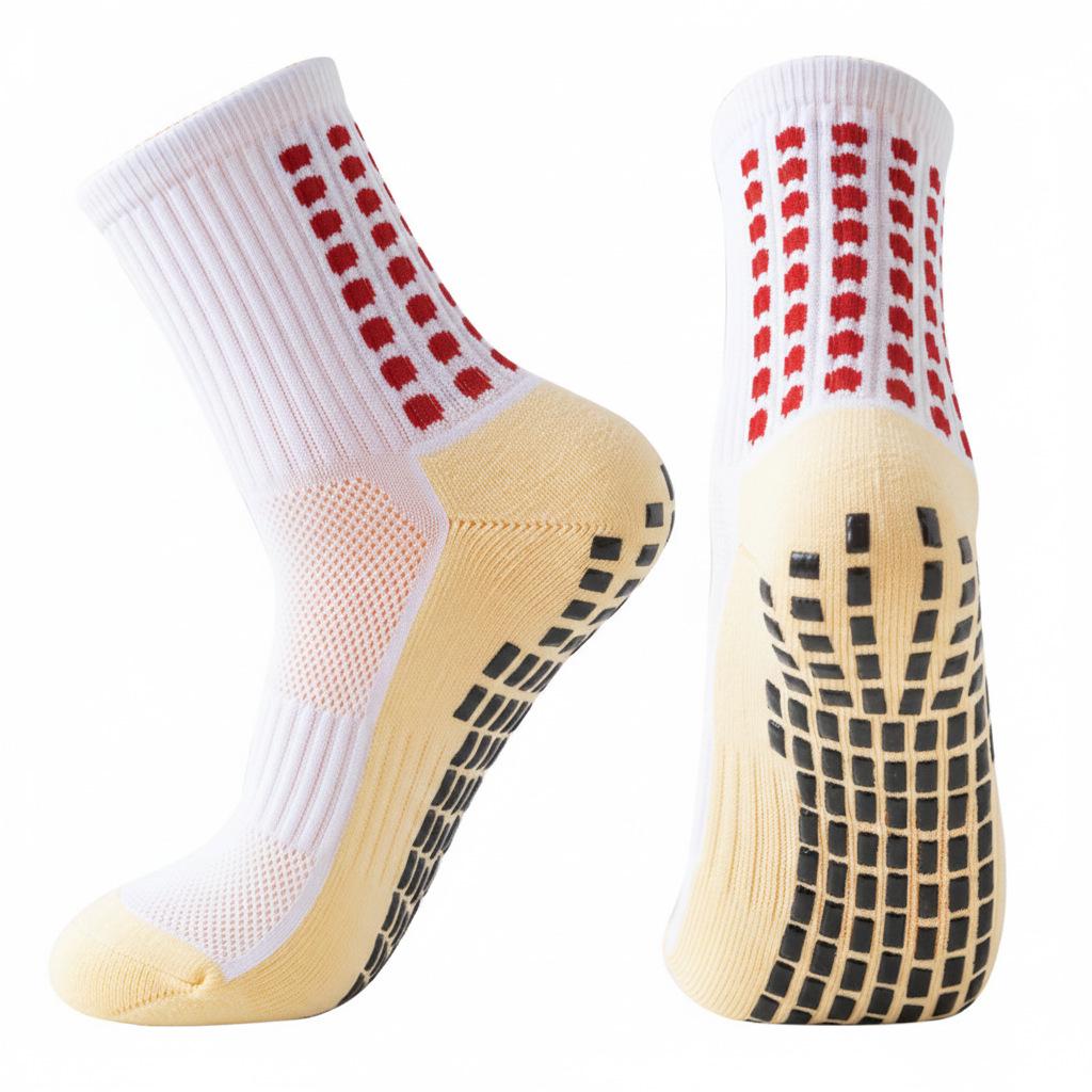 Unisex Anti-Slip Breathable Mid-Calf Football Socks with Moisture-Wicking Terry Sport Bottom
