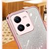KEYSION Luksusowe etui na telefon z brokatem i powłoką galwaniczną dla VIVO V25 5G V25e Przezroczysty miękki TPU Odporny na wstrząsy tylny pokrowiec dla VIVO V25e V25 5G