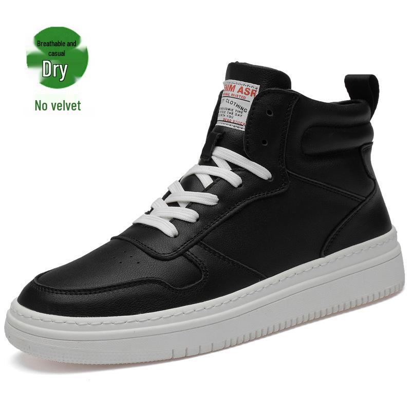 Men s Spring Leather Mid-Top Casual Sports Shoes - Large Size 45