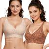 Coppa Gelatina Stampa Leopardo Scollatura a V Profonda Senza Cuciture Senza Ferretto Taglie Forti Comfort Intimo per Donne Uso Quotidiano