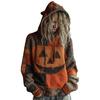 Imitation Cashmere Sweater Hooded Long Sleeve Halloween Ghost Cat Pattern Sweater Retro Print Loose Fit Distressed Knitting Hoodie