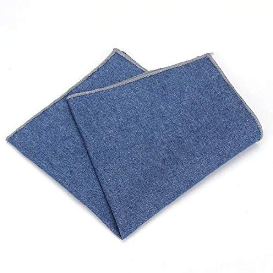 Light Blue Denim [bow Tie & Pocket Square] 2-piece Set. Ribbon Style, Men's, One-touch, Formal, Casual, Denim, Jeans, After-party, Party.