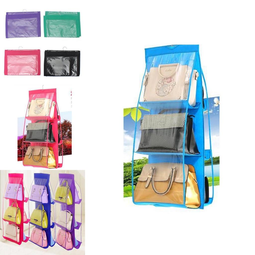 Modern Minimalist Hanging Wardrobe Organizer For Purses In Pink