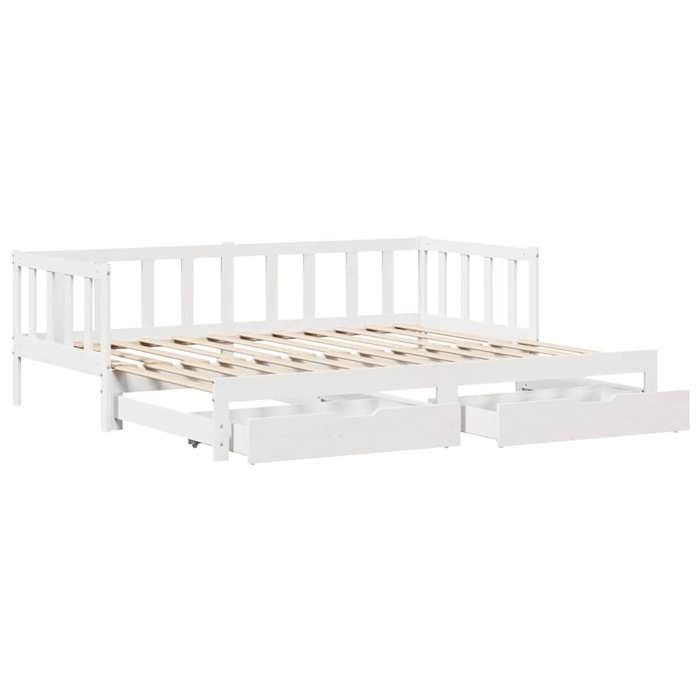 VidaXL Lit de jour avec gigogne et tiroirs sans matelas blanc 90x200cm 3302188
