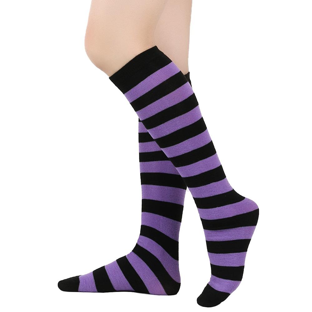 Japanischer Stil 9 Farben Gestreifte Socke Knielang Schwarz Weiß Pink Mittellange Socke Warme Sportsocke Kostümpartys