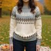 Ladies' Fashion Sweater, Round Neck,Loose Pullover Long-sleeved Knitted Sweater