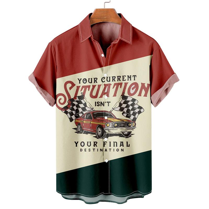 Shirts For Men 3d Vintage Fashion Violin Rocker Printed Rockabilly Hawaiian Shirt Short Sleeve Tops Outdoor Street Clothing