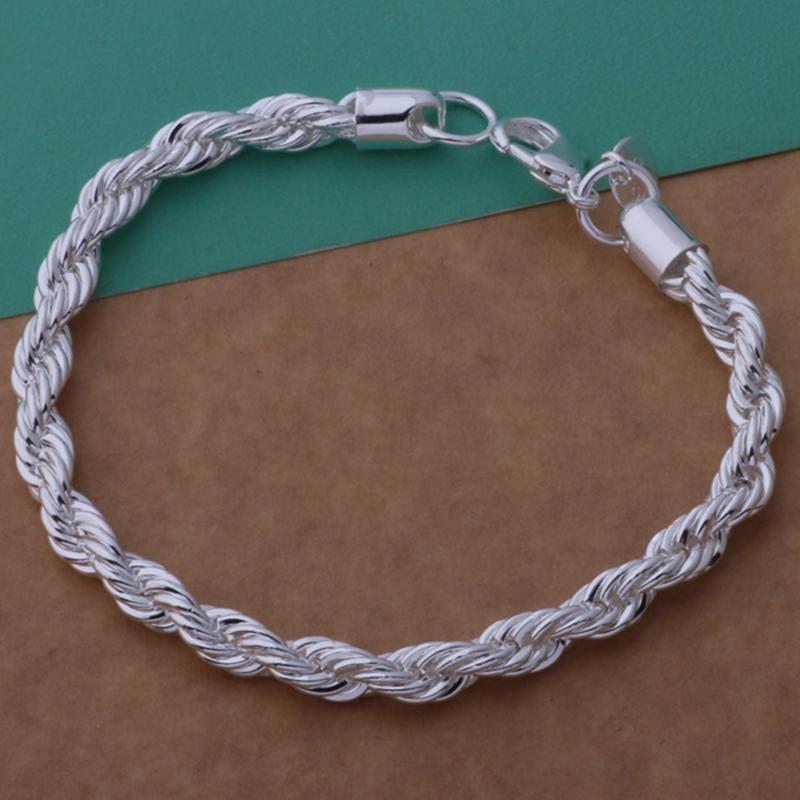 Wholesal 925 Sterling Silver Bracelet Rope Romance Chain For Woman Men Fashion Engagement Party Wedding Jewelry Gift