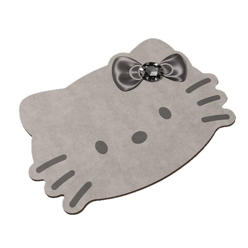 Retro Hello Kitty Quick-Dry Bath Mat - Irregular Shape, Absorbent, Diatom Mud