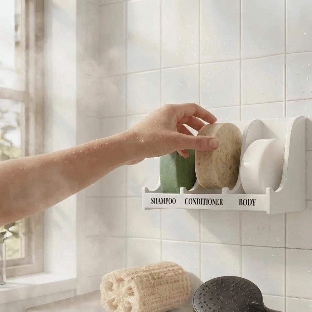 Strong Adhesive Self Draining Soap Dish Fast Draining Shower Organizer Rack Home Storage