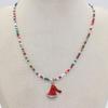 Santa Snowflake Seed Bead Necklace with Alloy Pendant