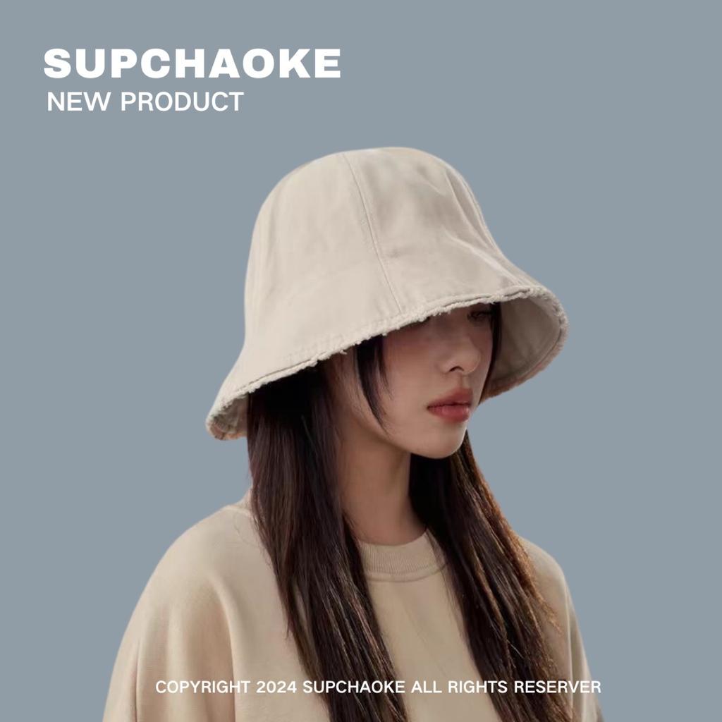 Zaohachi Plain Atmosphere Large Version Fisherman Hat Children~ Versatile and Not Picky, Showing the Face Small Dome Basin Hat