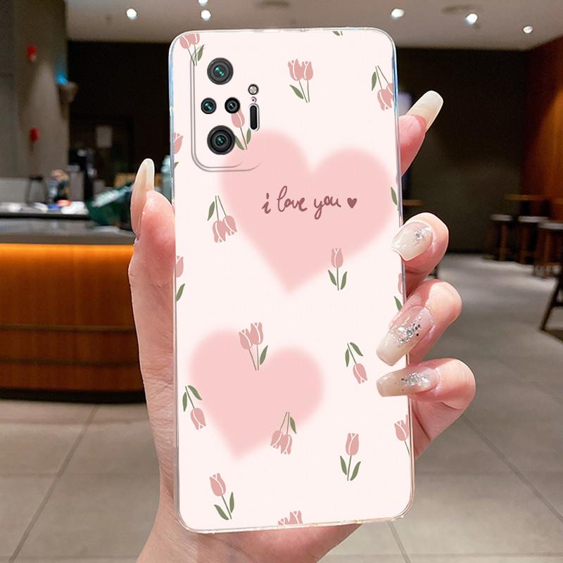 For Xiaomi Redmi Note 10 Pro / Note10 / Note 10S / Poco M5S Case Clear Luxury Butterfly Flower Transparent Soft TPU Phone Cover