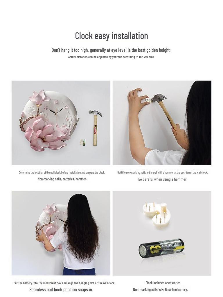 Minimalist Floral Hand-Painted Wall Clock