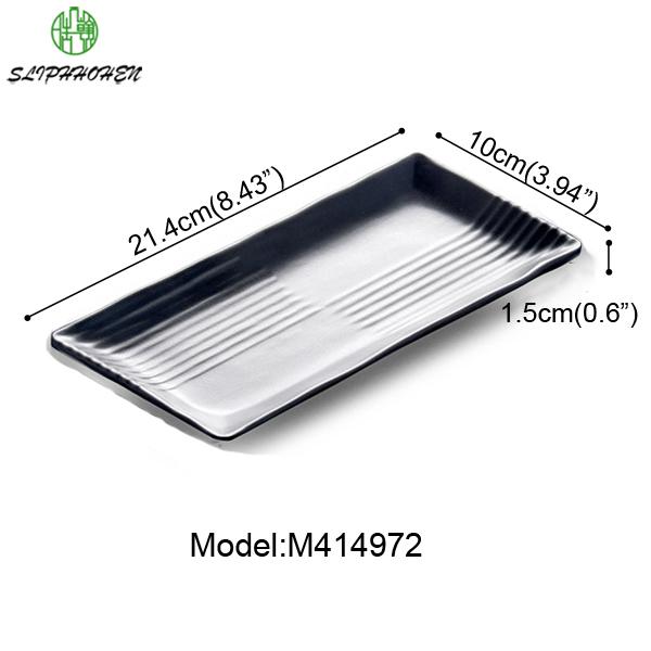 A5 Меламин Имитация Фарфора Черный Мороз Прямоугольный Столовая Посуда Обеденная Тарелка Западный Ресторан Посуда Блюдо