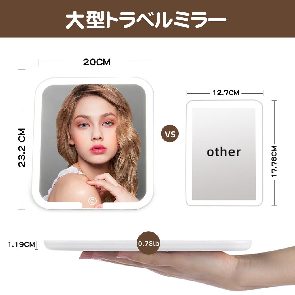Tabletop Lighted Makeup Mirror with 3 Stepless Rotating Freely Adjustable USB Easy Foldable Colors, Dimming, 360° Blanket, Angle, Rechargeable,