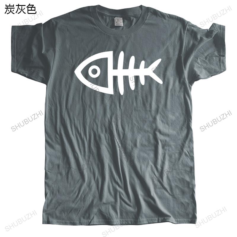 Mens summer cotton brand tshirt loose style t-shirt high quality fashion casual Fishbone print casual teeshirt for him plus size