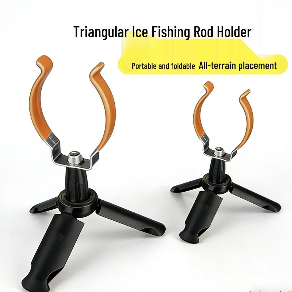 Portable Foldable Ice Fishing Rod Holder with Reel Seat - No Disassembly Needed