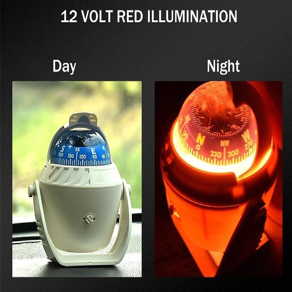 Marinekompass mit montierter wasserdichter Kugel für Wohnwagenboote, weiß drehend