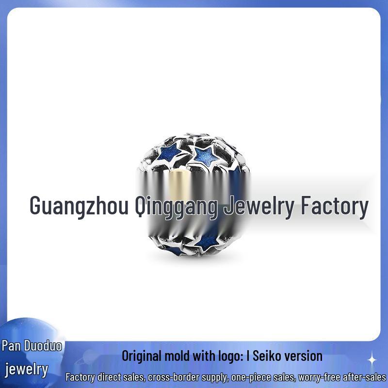 Pandora-Style White Copper Beads: Blue Series Heart of the Ocean & Dream Catcher Pendants