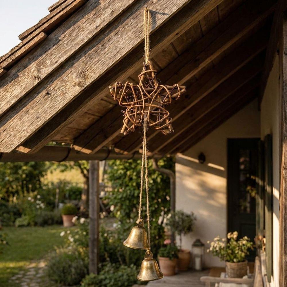 Pastoral Style Vintage Bell Pendant Five-pointed Star Door Hanging Door Hanging
