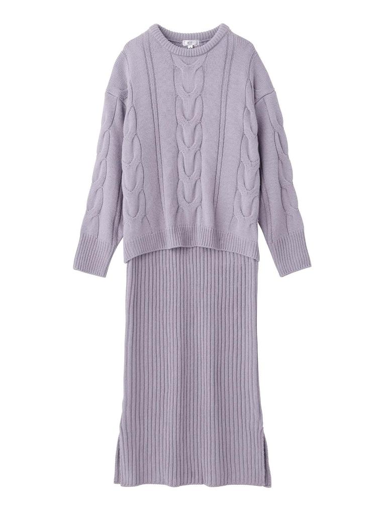 Maternity Nursing Can be used for a long time after giving Cable Knit Long Prenatal L Lavender 10027370 [ANGELIEBE] Clothes, Dress, birth, Dress,