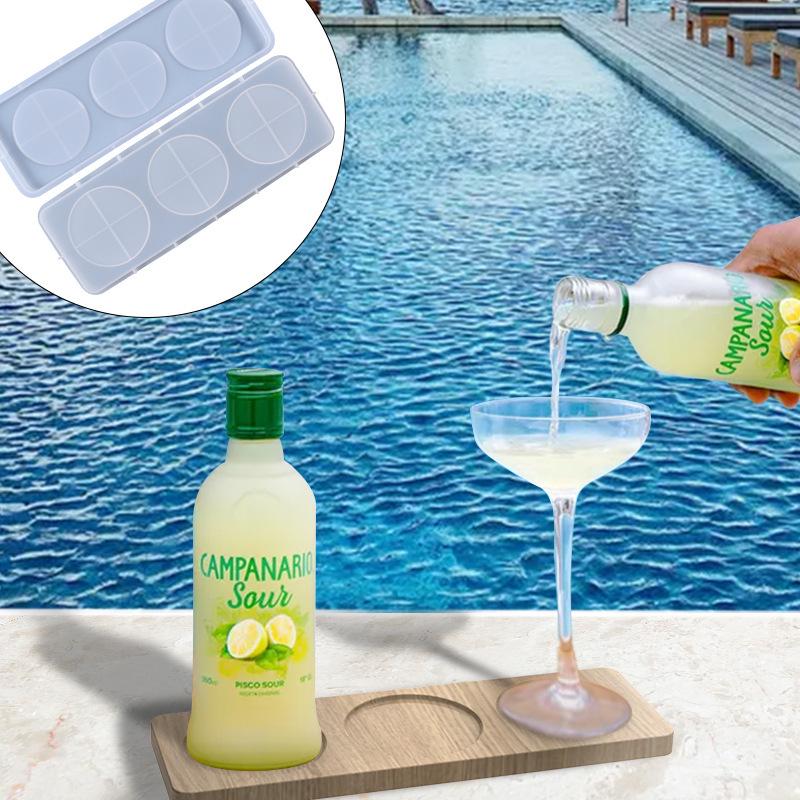 Poppy DIY Three-Grid Wine Bottle & Glass Silicone Coaster Mold