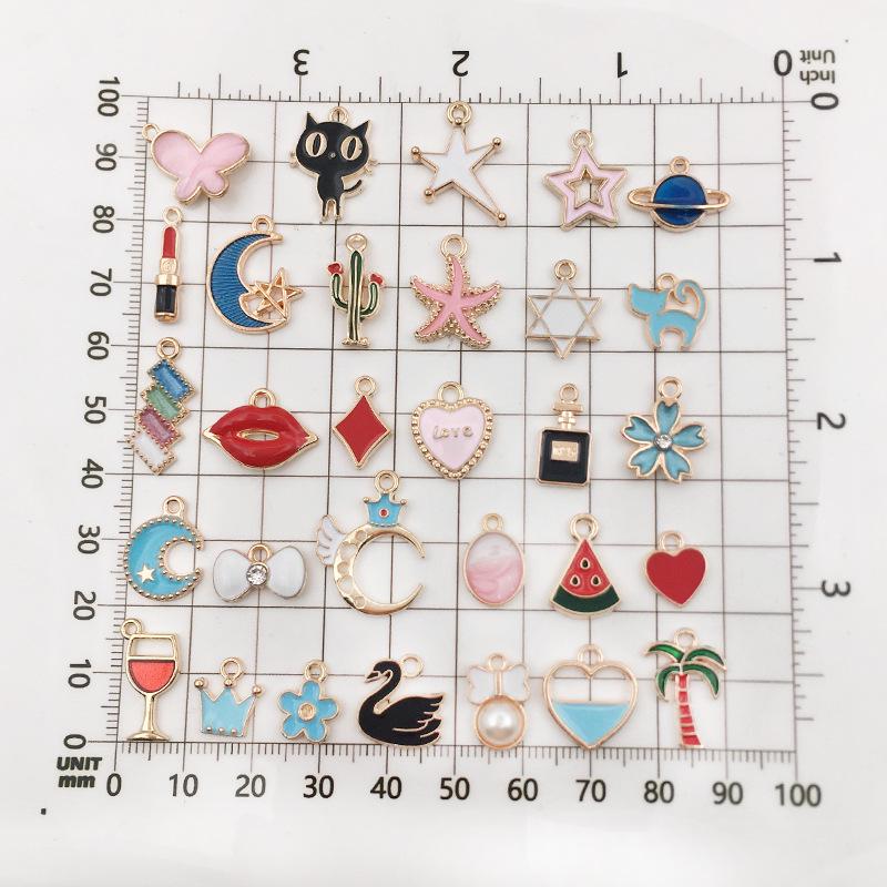 Alloy KC Gold DIY Jewelry Accessories: Earrings, Bracelets, Necklaces, Pendants, Charms - 110 Pcs/bag